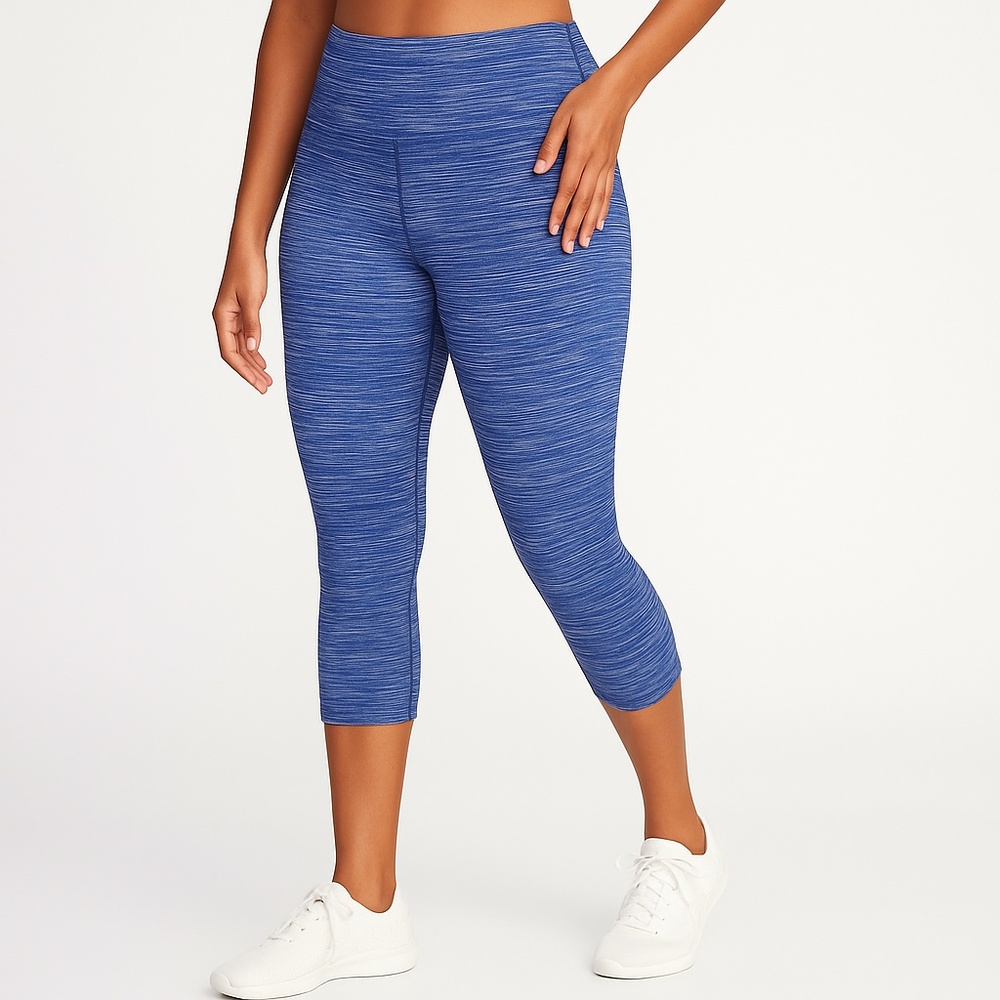 Old Navy Leggings Womens Size Medium Blue Capri HighWaisted Textured Athleisure